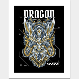 Dragon Mecha Silver Posters and Art